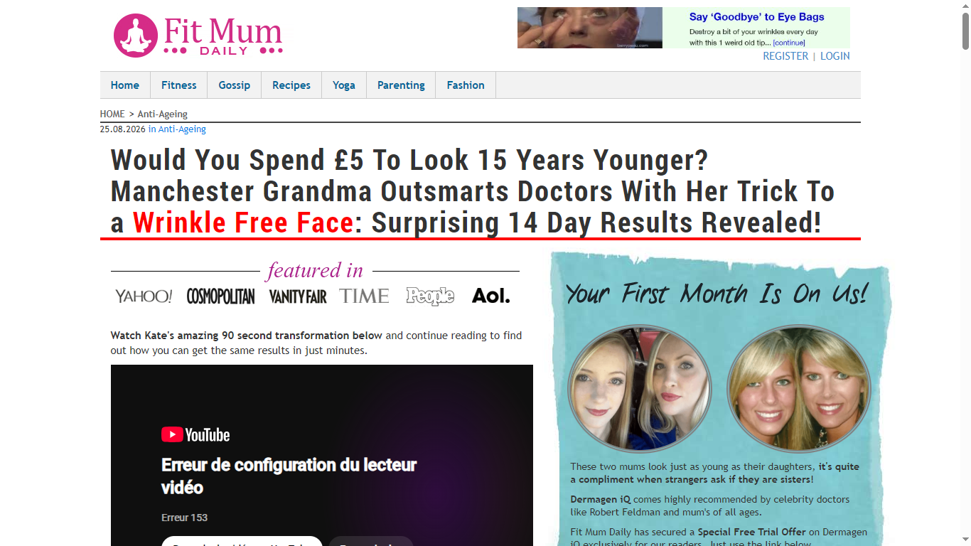 Beauty Advertorial Landing Page Example