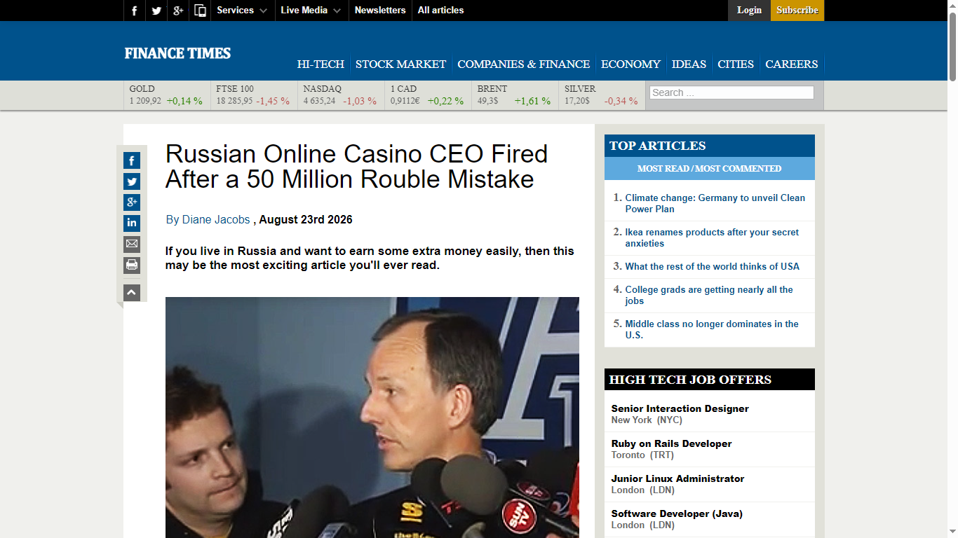 Finance Advertorial Landing Page Example