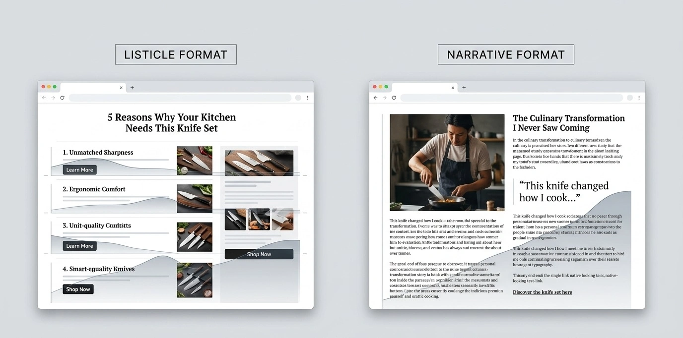 Listicle Lander vs. Advertorial