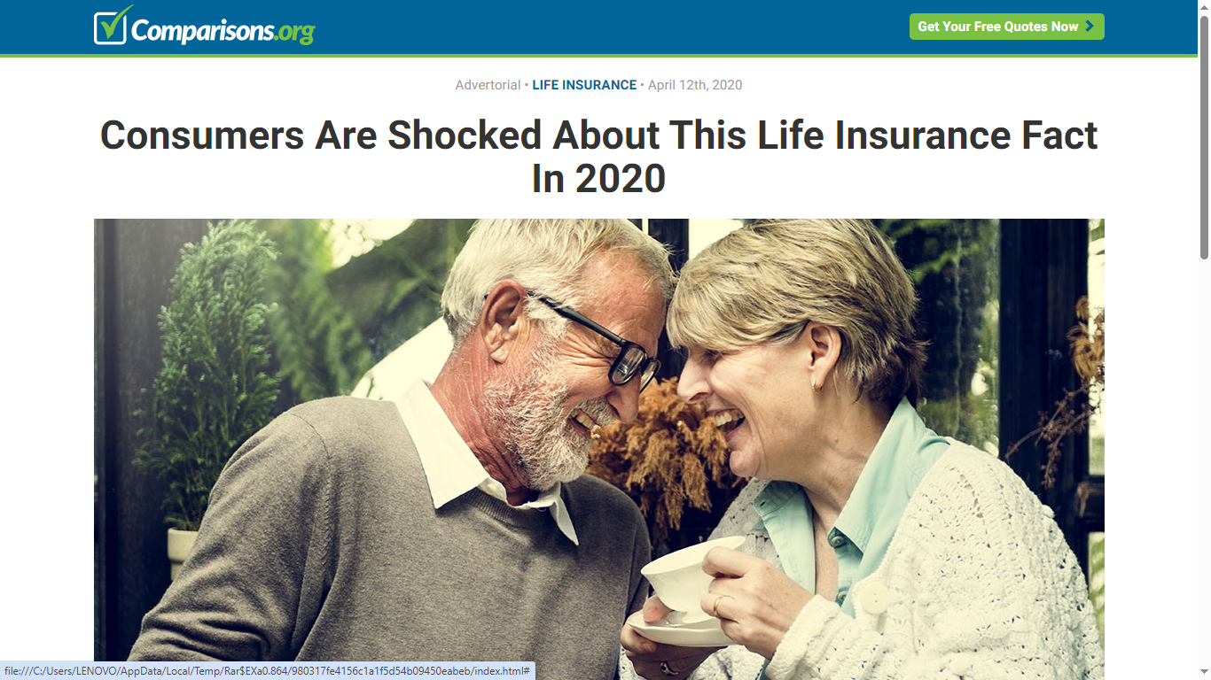 Insurance Advertorial Landing Page Example